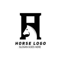 inicial letra un con caballo forma logo diseño vector