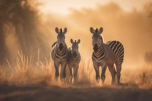 Portrait zebra on the forest AI Generate photo