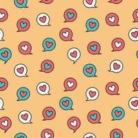 Heart Circle message Doodle Seamless Pattern vector