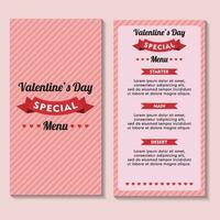 Valentine Day Restaurant Menu Pink Background with Ribbon vector