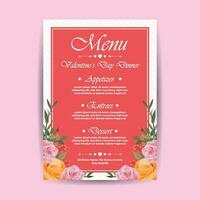 Valentines Day Dinner Menu Template vector