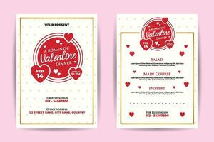 Valentine Romantic Dinner Menu Template Design vector