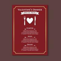 Valentine Dinner Menu vector