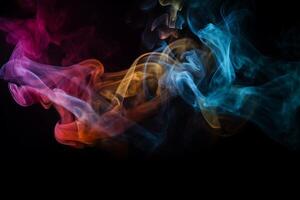 Colorful smoke isolated on black background. Abstract background of colorful smoke. photo