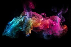 Colorful smoke isolated on black background. Abstract background of colorful smoke. photo