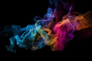 Colorful smoke isolated on black background. Abstract background of colorful smoke. photo