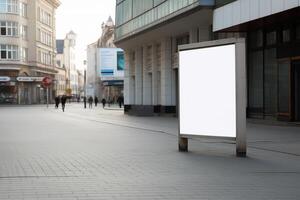 a Blank white sign board mockup isolated outside photo