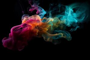 Colorful smoke isolated on black background. Abstract background of colorful smoke. photo