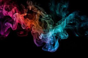 Colorful smoke isolated on black background. Abstract background of colorful smoke. photo