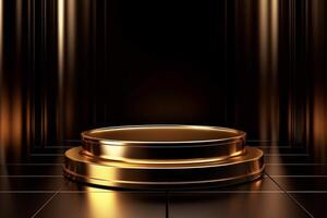 Luxury gold podium backgrounds stage for product presentation display photo