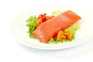 Red salmon and rice photo