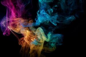 Colorful smoke isolated on black background. Abstract background of colorful smoke. photo