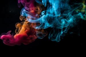 Colorful smoke isolated on black background. Abstract background of colorful smoke. photo