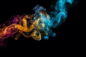 Colorful smoke isolated on black background. Abstract background of colorful smoke. photo