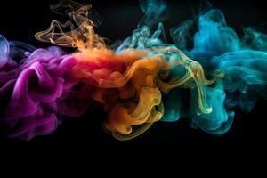 Colorful smoke isolated on black background. Abstract background of colorful smoke. photo