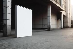 ai generativo un blanco blanco cartelera Bosquejo en un acera en un ciudad foto