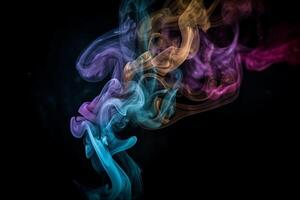 Colorful smoke isolated on black background. Abstract background of colorful smoke. photo