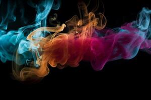 Colorful smoke isolated on black background. Abstract background of colorful smoke. photo