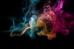 Colorful smoke isolated on black background. Abstract background of colorful smoke. photo