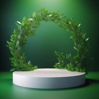 Naturel product display background stage with blank podium pedestal photo