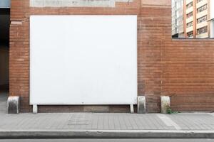 a Blank white sign board mockup isolated outside photo