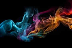 Colorful smoke isolated on black background. Abstract background of colorful smoke. photo