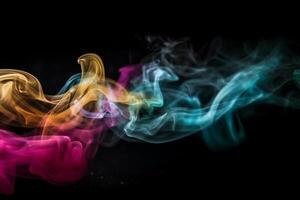 Colorful smoke isolated on black background. Abstract background of colorful smoke. photo