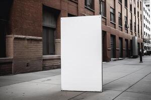 a Blank white sign board mockup isolated outside photo