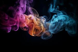 Colorful smoke isolated on black background. Abstract background of colorful smoke. photo