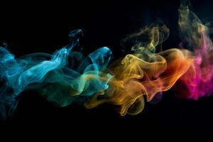 Colorful smoke isolated on black background. Abstract background of colorful smoke. photo