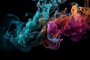 Colorful smoke isolated on black background. Abstract background of colorful smoke. photo