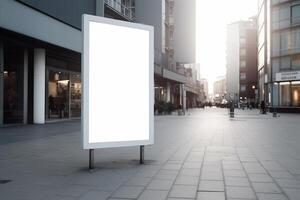 a Blank white sign board mockup isolated outside photo