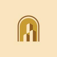 italian classic building real estate logo design, , building logo design. symbol of a real estate building in gold and brown colors for a residential or apartment business with a classic concept vector