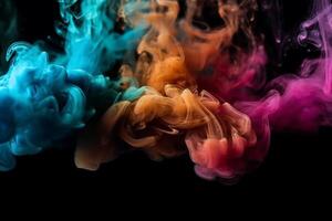 Colorful smoke isolated on black background. Abstract background of colorful smoke. photo