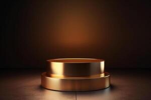 Luxury gold podium backgrounds stage for product presentation display photo