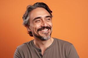 a man on solid color background with a Smile facial expression photo