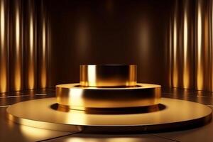 Luxury gold podium backgrounds stage for product presentation display photo