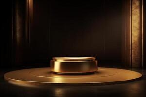 Luxury gold podium backgrounds stage for product presentation display photo