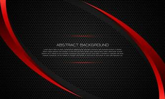 Abstract red triangle metallic curve on grey circle mesh pattern design modern luxury futuristic background vector