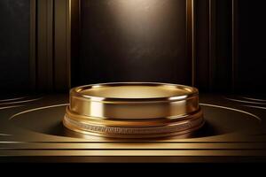 Luxury gold podium backgrounds stage for product presentation display photo