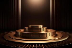 Luxury gold podium backgrounds stage for product presentation display photo