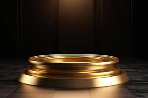 Luxury gold podium backgrounds stage for product presentation display photo