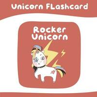 Printable flashcard collection with cute unicorn theme. Colorful flashcard. Vector illustration.