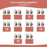 Mathematic counting worksheet. Math activity, count and write the missing numbers, math multiples. Educational printable math worksheet for children. Vector File.