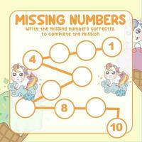 Missing numbers. Write the answer correctly. Educational printable math worksheet. Count and write activity. Counting practice. Vector file.