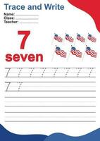 Trace and write number for children. Exercise for children to recognize the number. Educational worksheet for preschool. Vector file.