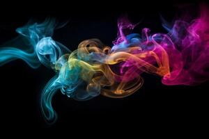 Colorful smoke isolated on black background. Abstract background of colorful smoke. photo