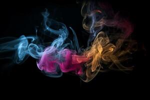 Colorful smoke isolated on black background. Abstract background of colorful smoke. photo