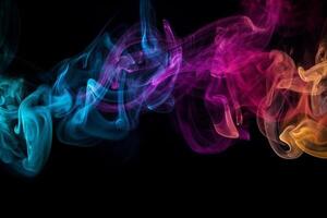 Colorful smoke isolated on black background. Abstract background of colorful smoke. photo