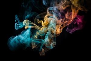 Colorful smoke isolated on black background. Abstract background of colorful smoke. photo